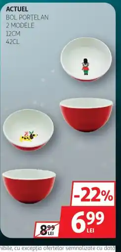 Auchan Actuel bol portelan 2 modele Ofertă