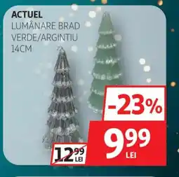 Auchan Actuel lumânare brad verde/argintiu Ofertă