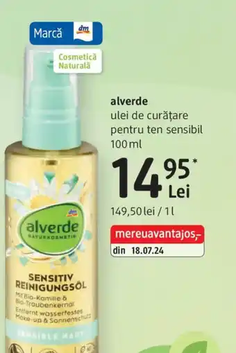 DM Alverde ulei de curățare pentru ten sensibil Ofertă