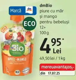 DM DmBio piure cu măr pentru bebeluşi 12+ Ofertă