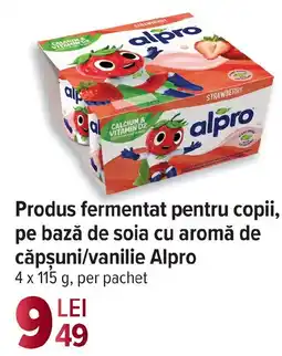 Carrefour Produs fermentat pentru copii, pe bază de soia cu aromă de căpşuni/vanilie Alpro Ofertă