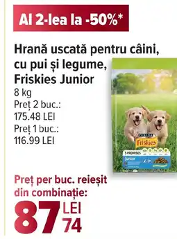 Carrefour Hrană uscată pentru câini, cu pui şi legume, Friskies Junior Ofertă