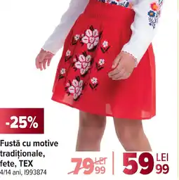 Carrefour Fustă cu motive tradiţionale, fete, TEX Ofertă