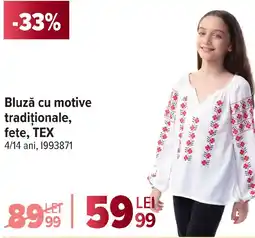 Carrefour Bluză cu motive tradiţionale, fete, TEX Ofertă