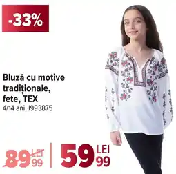 Carrefour Bluză cu motive tradiţionale, fete, TEX Ofertă