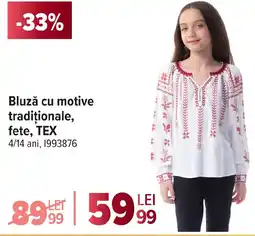 Carrefour Bluză cu motive tradiţionale, fete, TEX Ofertă