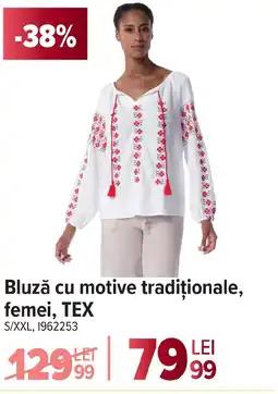 Carrefour Bluză cu motive tradiționale, femei, TEX Ofertă