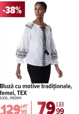 Carrefour Bluză cu motive tradiționale, femei, TEX Ofertă