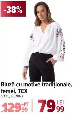 Carrefour Bluză cu motive tradiționale, femei, TEX Ofertă
