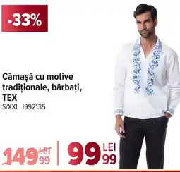Carrefour Cămașă cu motive tradiționale, bărbați, TEX S/XXL Ofertă