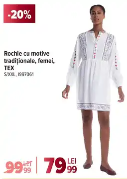 Carrefour Rochie cu motive tradiționale, femei, TEX Ofertă