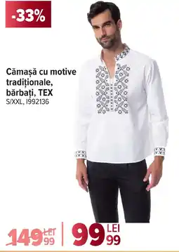 Carrefour Cămașă cu motive tradiţionale, bărbaţi, TEX S/XXL Ofertă