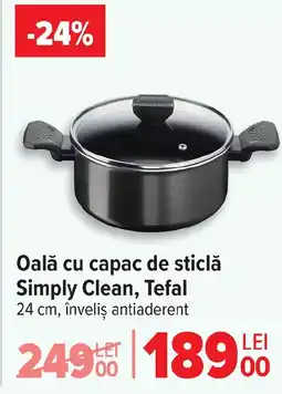 Carrefour Oală cu capac de sticlă Simply Clean, Tefal Ofertă