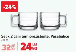 Carrefour Set x 2 căni termorezistente, Pasabahce Ofertă