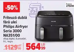 Carrefour Friteuză dublă fără ulei Philips Airfryer Seria 3000 NA351/00 Ofertă