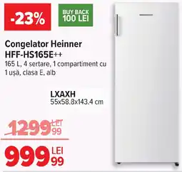 Carrefour Congelator Heinner HFF-HS165E++ Ofertă