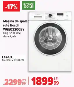 Carrefour Maşină de spălat rufe Bosch WGE03200BY Ofertă