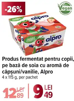 Carrefour Market Produs fermentat pentru copii, pe bază de soia cu aromă de căpşuni/vanilie, Alpro Ofertă