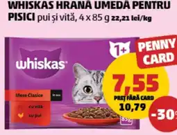 Penny Whiskas hrană umedă pentru pisici pui și vită Ofertă