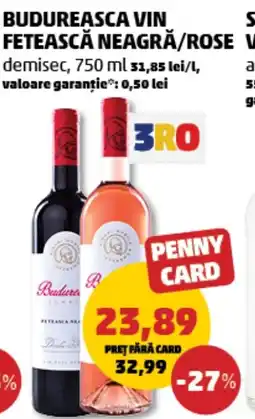 Penny Budureasca vin fetească neagră/rose demisec Ofertă