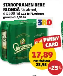 Penny Staropramen bere blondă 5% alcool, Ofertă