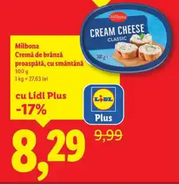 Lidl Milbona Cremă de brânză proaspătă, cu smântână Ofertă