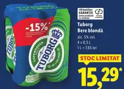 Lidl Tuborg Bere blondǎ alc. 5% vol. Ofertă