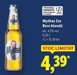 Lidl Mythos Ice Bere blondǎ alc. 4,7% vol. Ofertă