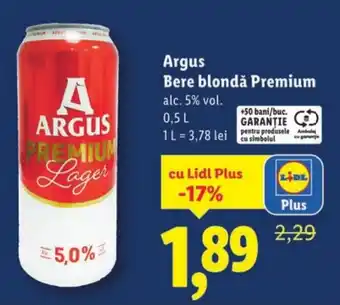 Argus Bere blondă Premium alc. 5% vol.