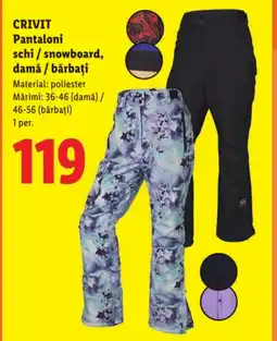 Lidl CRIVIT Pantaloni schi/snowboard, damǎ / bărbați Ofertă