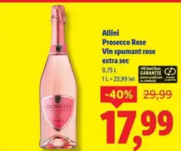 Lidl Allini Prosecco Rose Vin spumant rose extra sec Ofertă