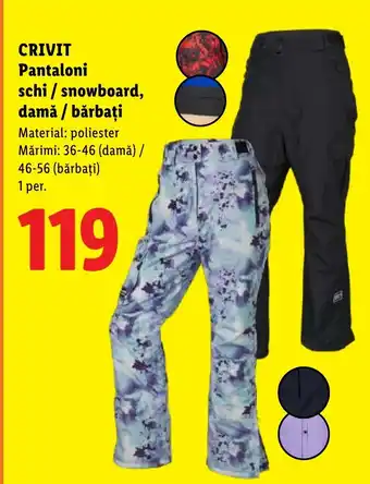 CRIVIT Pantaloni schi/snowboard, damă / bărbați