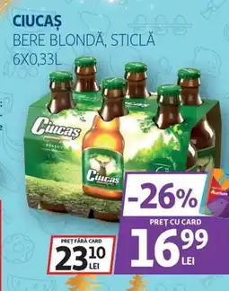 Auchan Ciucaș bere blondă, sticlă Ofertă