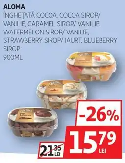 Auchan ALOMA Înghețată cocoa, cocoa sirop/ vanilie, caramel sirop/ vanilie, watermelon sirop/ vanilie, strawberry sirop Ofertă