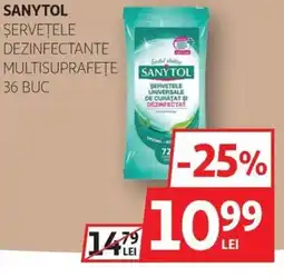 Auchan Sanytol șervețele dezinfectante multisuprafeţe 36 buc Ofertă