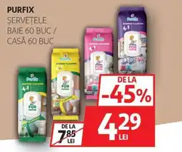 Auchan Purfix șervețele baie 60 buc/ casă 60 buc Ofertă