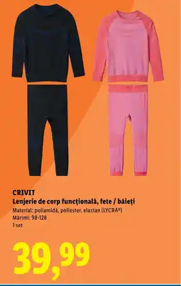 Lidl CRIVIT Lenjerie de corp funcțională, fete / băieți Ofertă