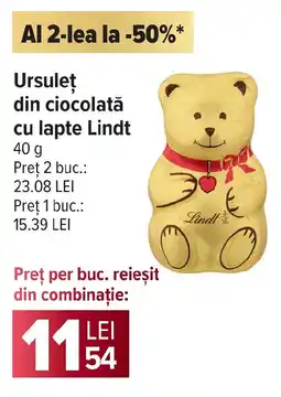 Carrefour Ursuleț din ciocolată cu lapte Lindt Ofertă