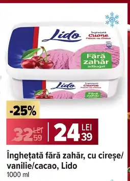 Carrefour Ingheţată fără zahăr, cu cireșe/ vanilie/cacao, Lido Ofertă