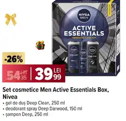 Carrefour Set cosmetice Men Active Essentials Box, Nivea Ofertă