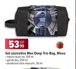 Carrefour Set cosmetice Men Deep Trio Bag, Nivea Ofertă