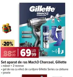 Carrefour Set aparat de ras Mach3 Charcoal, Gillette Ofertă