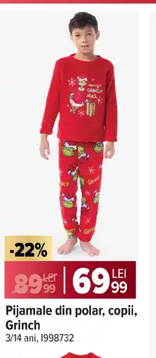 Carrefour Pijamale din polar, copii, Grinch Ofertă