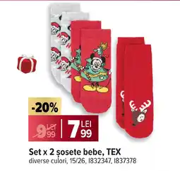 Carrefour Set x 2 şosete bebe, TEX Ofertă