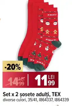 Carrefour Set x 2 şosete adulți, TEX Ofertă