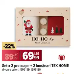 Carrefour Set x 2 prosoape + 2 lumânari TEX HOME Ofertă