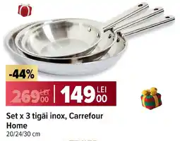 Carrefour Set x 3 tigăi inox, Carrefour Home Ofertă