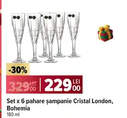 Carrefour Set x 6 pahare şampanie Cristal London, Bohemia Ofertă