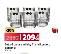 Carrefour Set x 6 pahare whisky Cristal London, Bohemia Ofertă