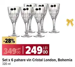Carrefour Set x 6 pahare vin Cristal London, Bohemia Ofertă